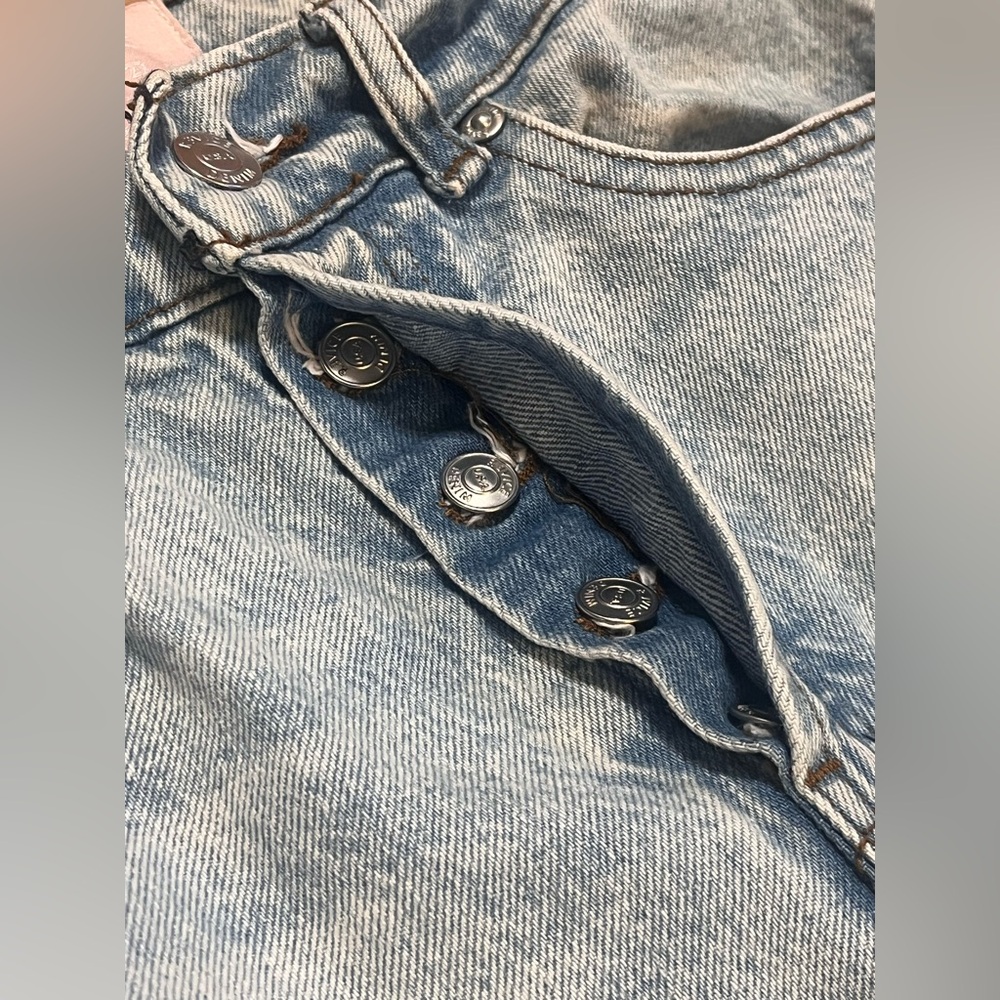 Revice Denim Jeans Womens Size 25 Light Wash Ripped Distressed Button Fly Cuffed - Picture 4 of 9